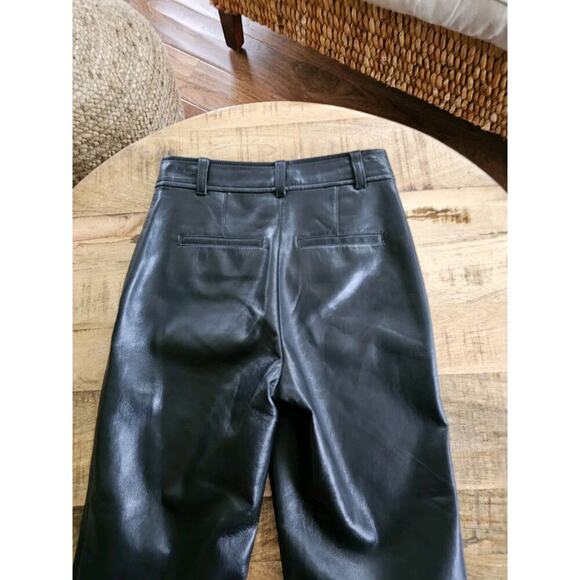Aritzia Babaton Command Pants Faux Leather Black Vegan Size 00 Straight Leg EUC - Picture 2 of 10
